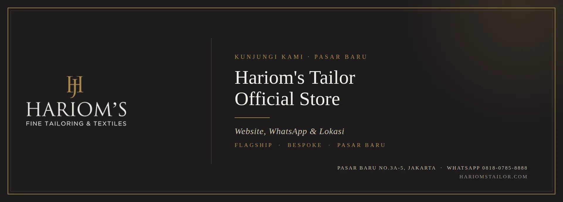 Harioms Tailor Official Store: Website, WhatsApp & Lokasi